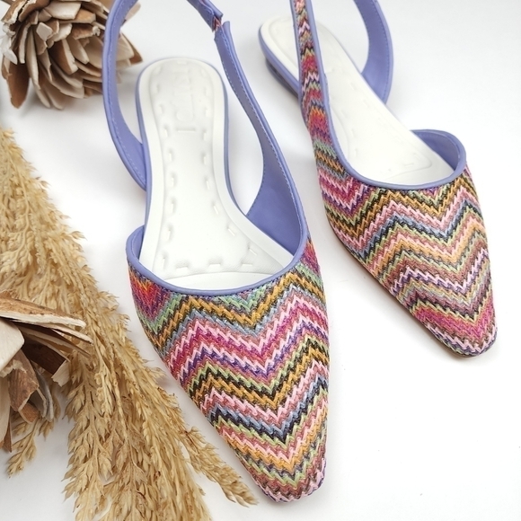 SARTO Purple Pink Weave Cutout Slingback Point Flats Sz 6m - Picture 11 of 12
